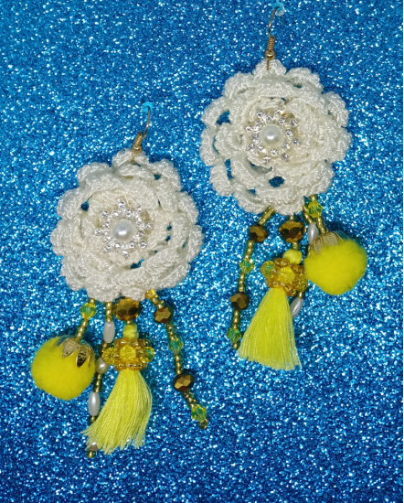 Háčkované  dizajnové náušnice "Dizajnéri snov"